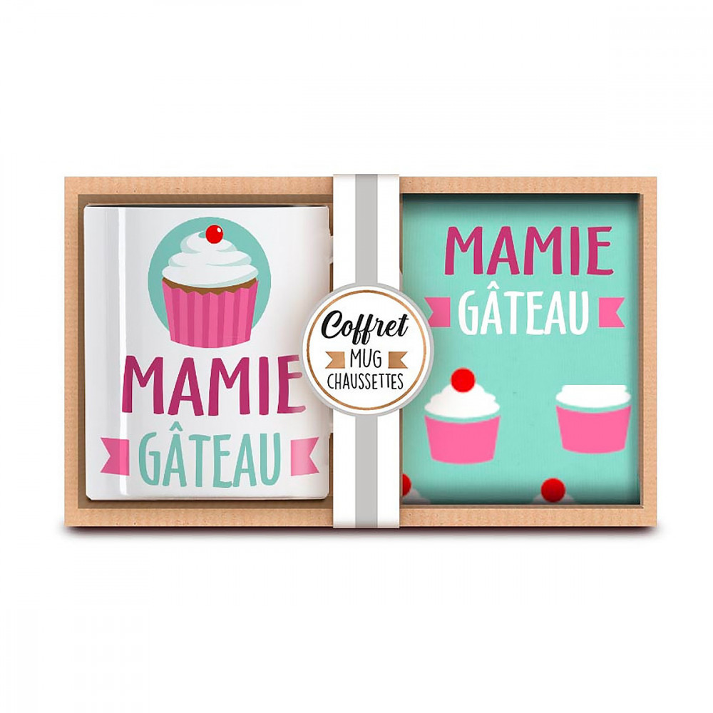 Coffret mug chaussettes Mamie gâteau