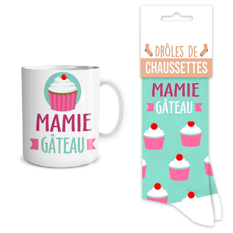 Coffret mug chaussettes Mamie gâteau