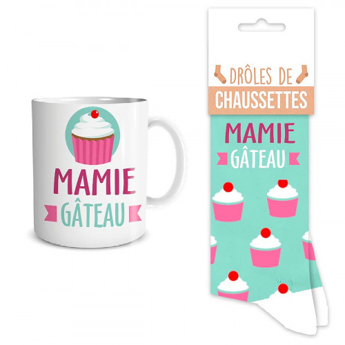 Coffret mug chaussettes Mamie gâteau