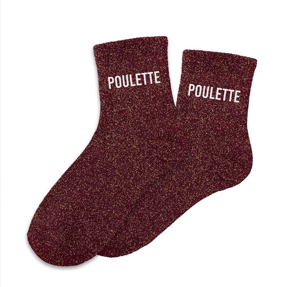 Chaussettes marrons paillettes poulette Chaussettes marrons paillettes poulette