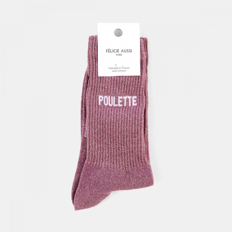 chaussettes poulette roses à paillettes Felicie aussi mycrazystuff.com